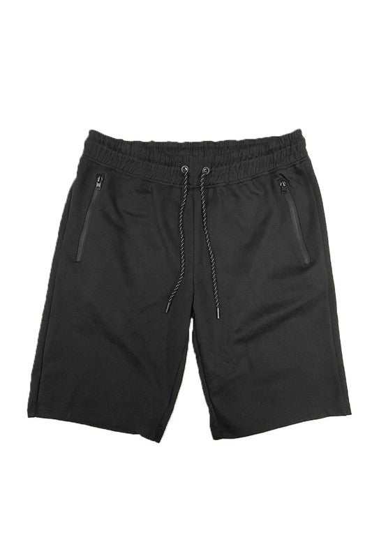 Cotton blend lounge sweat shorts with elastic waist and drawstring.